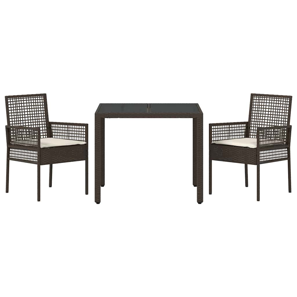 Garden Dining Set 3 pcs Brown Poly rattan