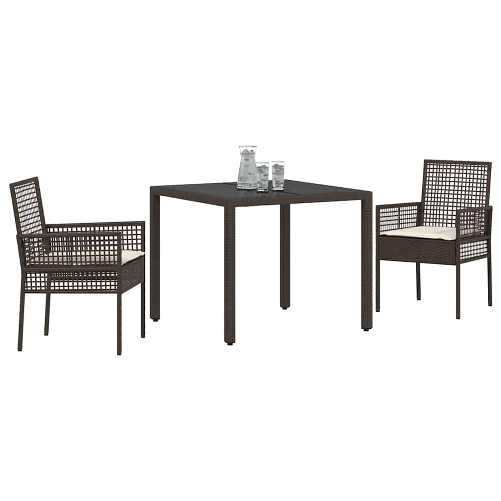 Garden Dining Set 3 pcs Brown Poly rattan