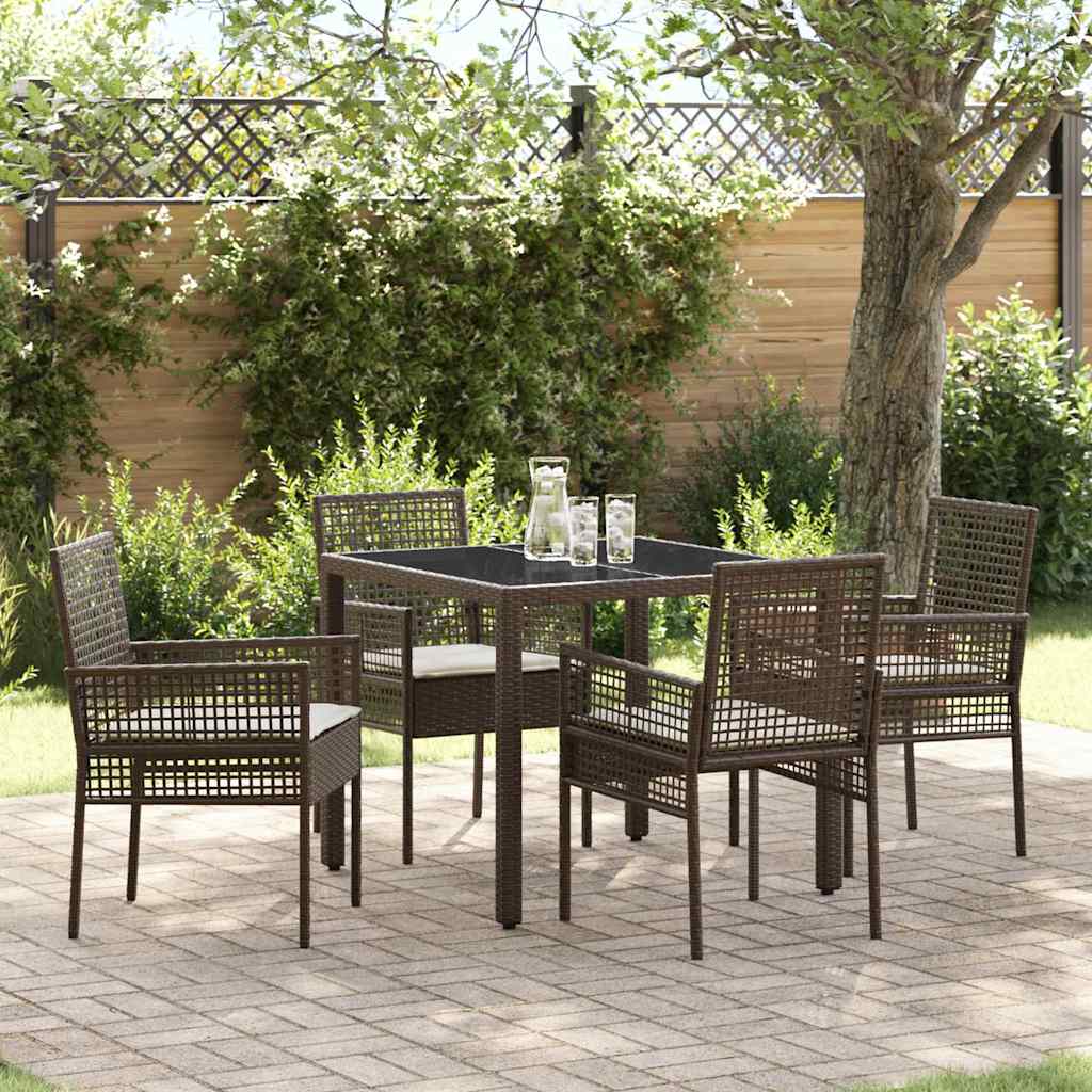 Garden Dining Set 5 pcs Brown Poly rattan