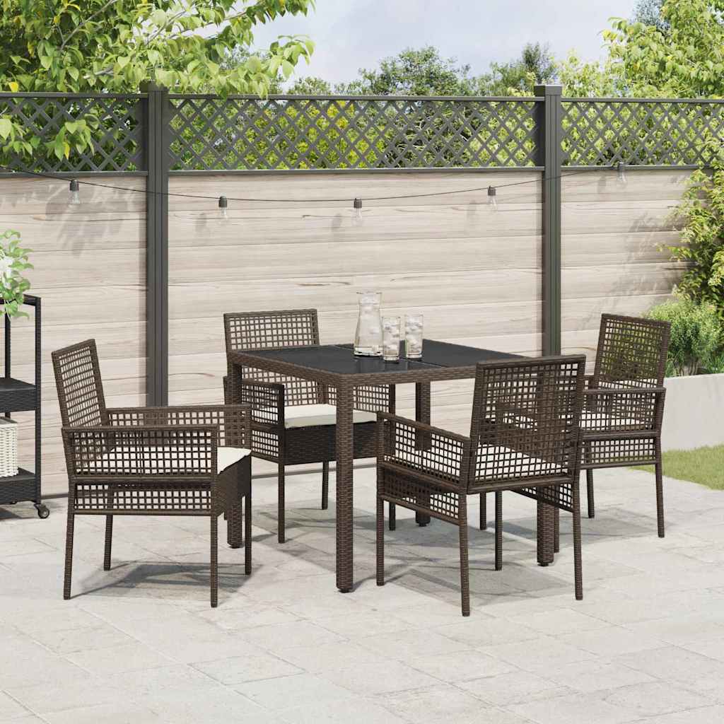 Garden Dining Set 5 pcs Brown Poly rattan