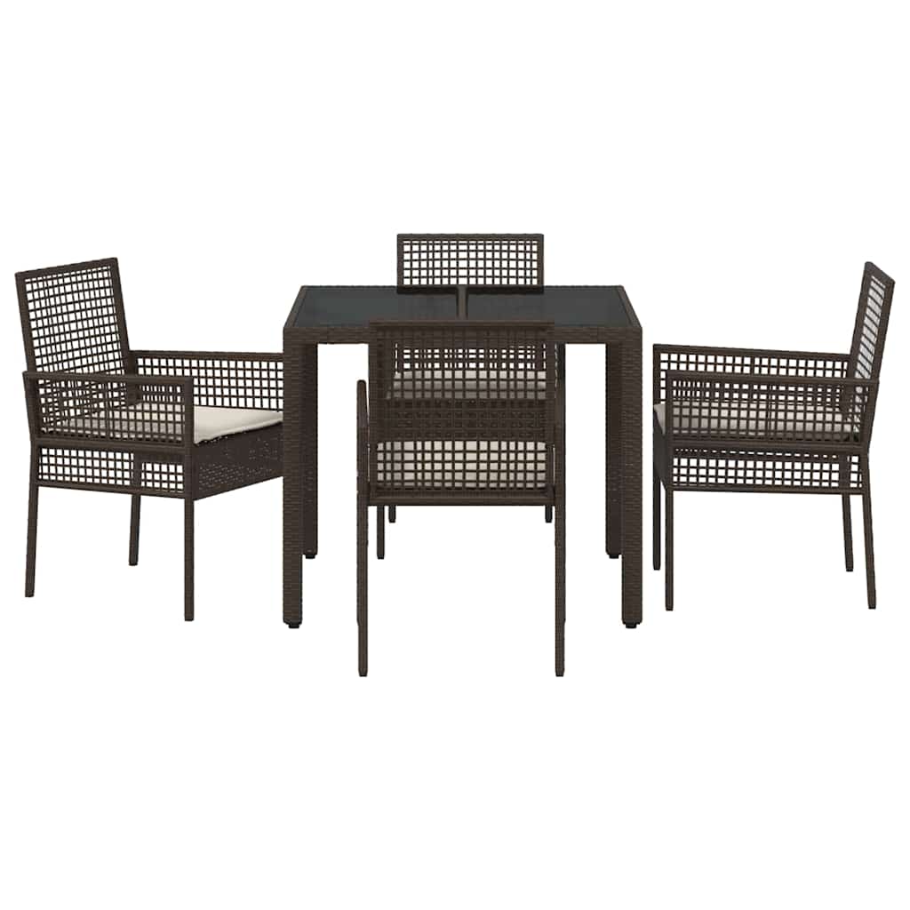 Garden Dining Set 5 pcs Brown Poly rattan