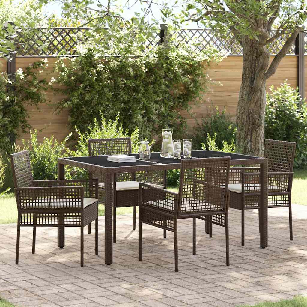 Garden Dining Set 5 pcs Brown Poly rattan
