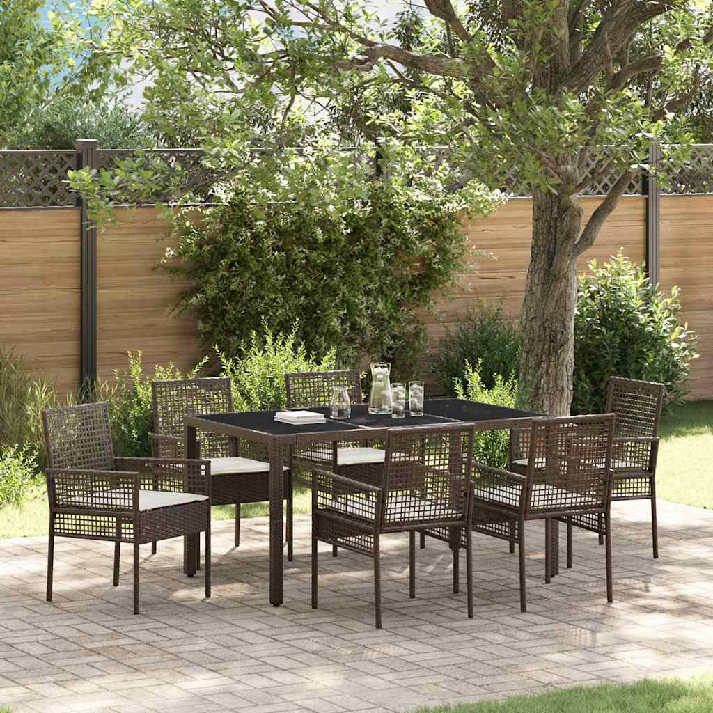 Garden Dining Set 7 pcs Brown Poly rattan