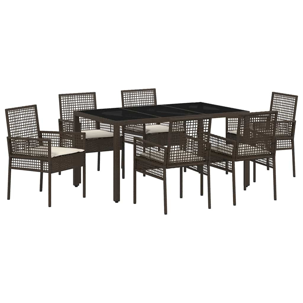 Garden Dining Set 7 pcs Brown Poly rattan