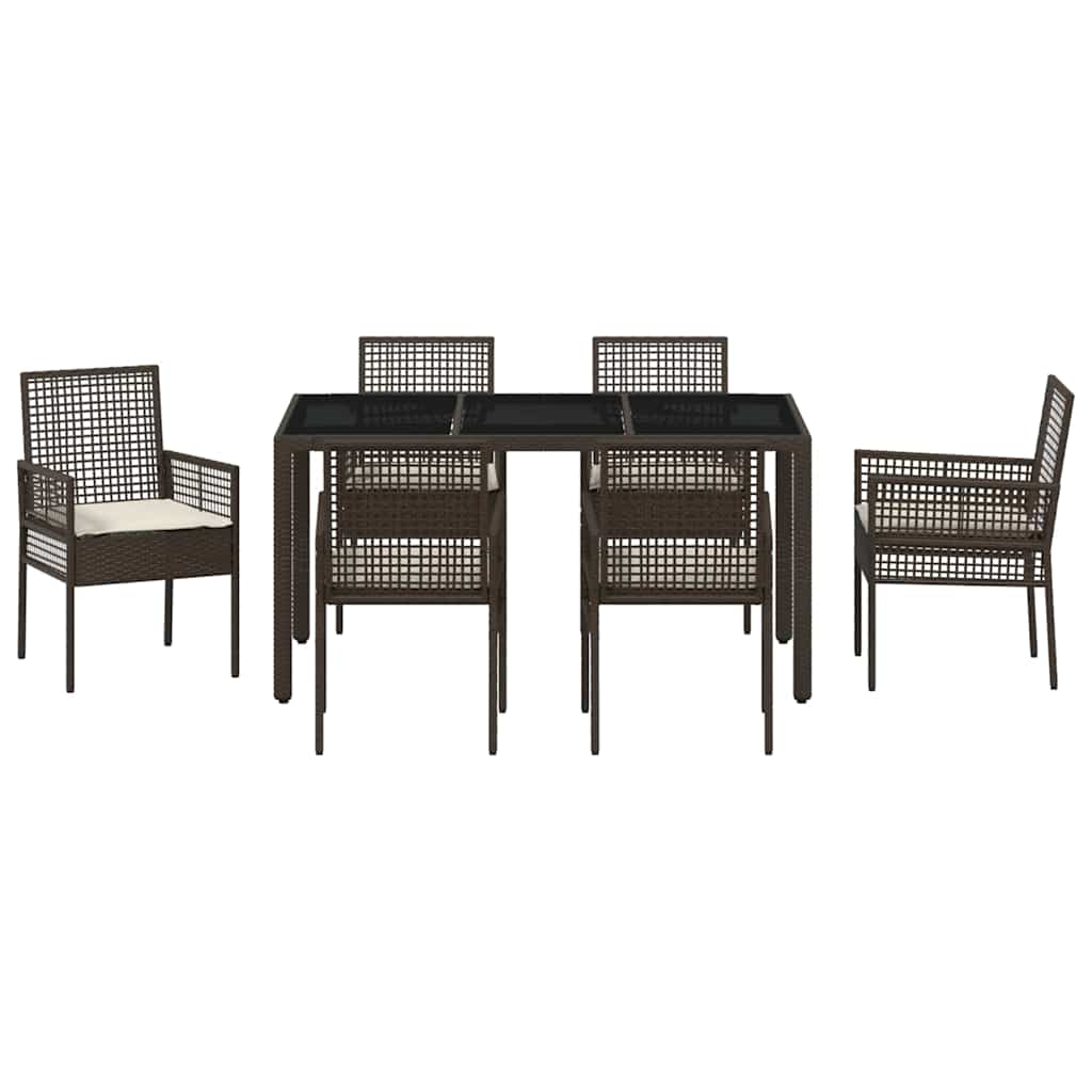 Garden Dining Set 7 pcs Brown Poly rattan