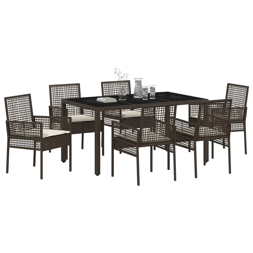 Garden Dining Set 7 pcs Brown Poly rattan
