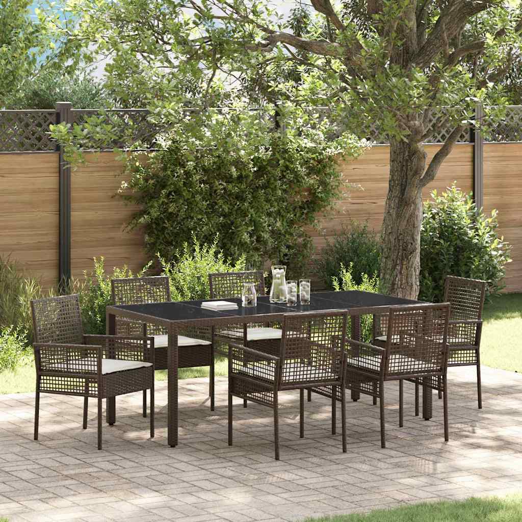 Garden Dining Set 7 pcs Brown Poly rattan