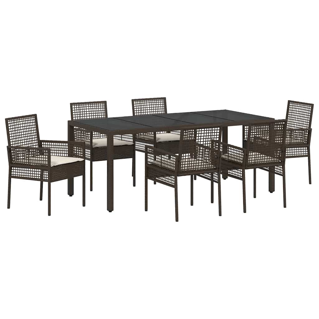 Garden Dining Set 7 pcs Brown Poly rattan