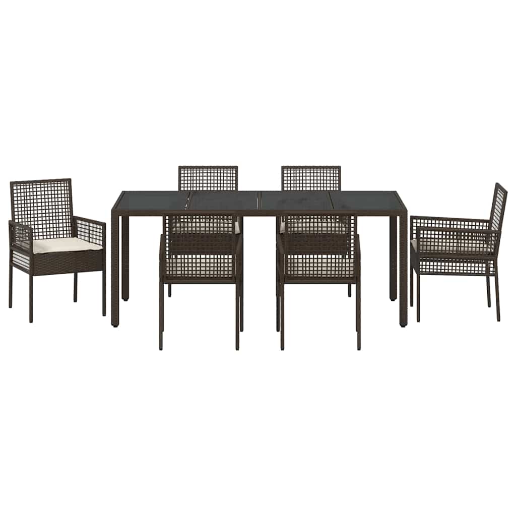 Garden Dining Set 7 pcs Brown Poly rattan