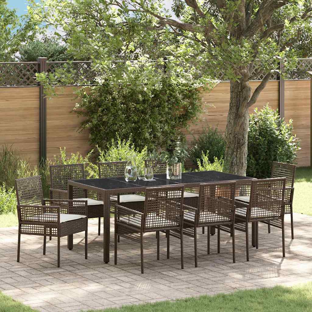 Garden Dining Set 9 pcs Brown Poly rattan