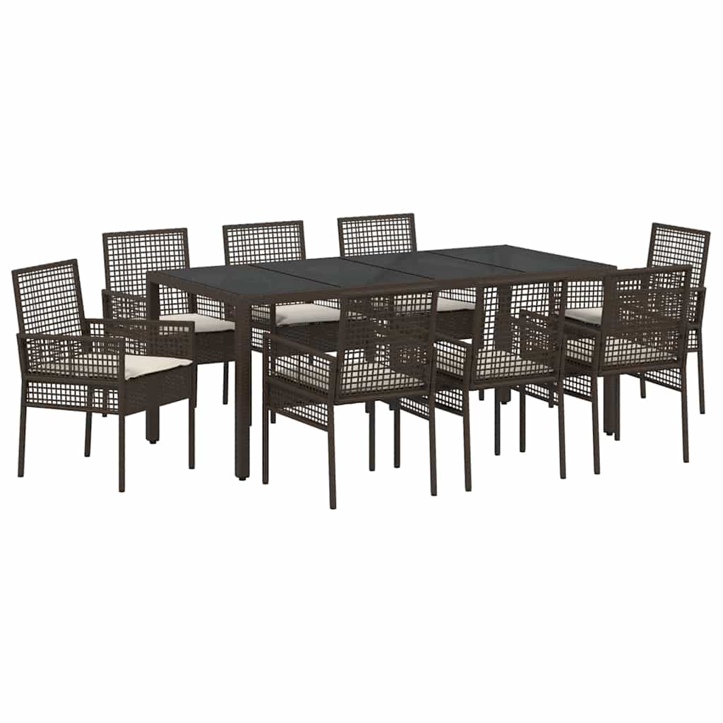 Garden Dining Set 9 pcs Brown Poly rattan