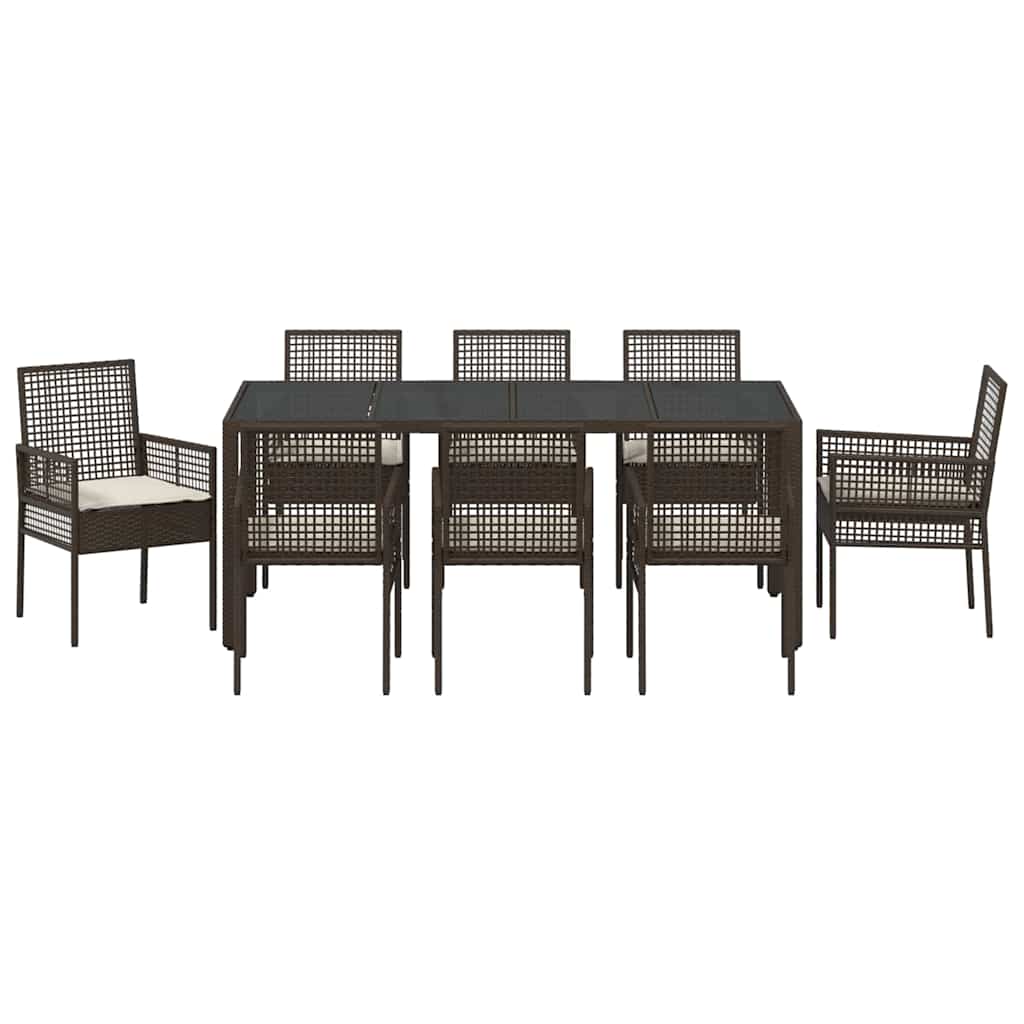 Garden Dining Set 9 pcs Brown Poly rattan