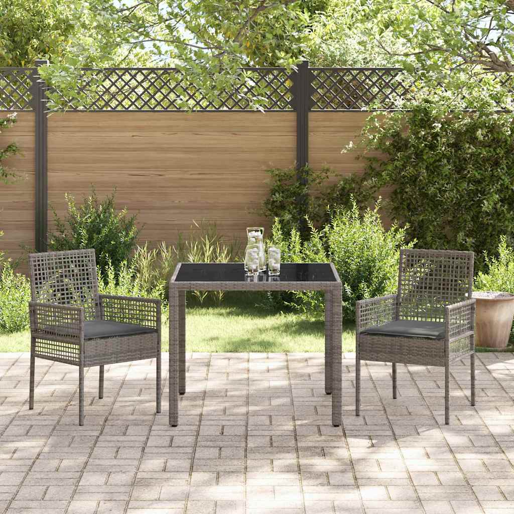 Garden Dining Set 3 pcs Grey Poly rattan