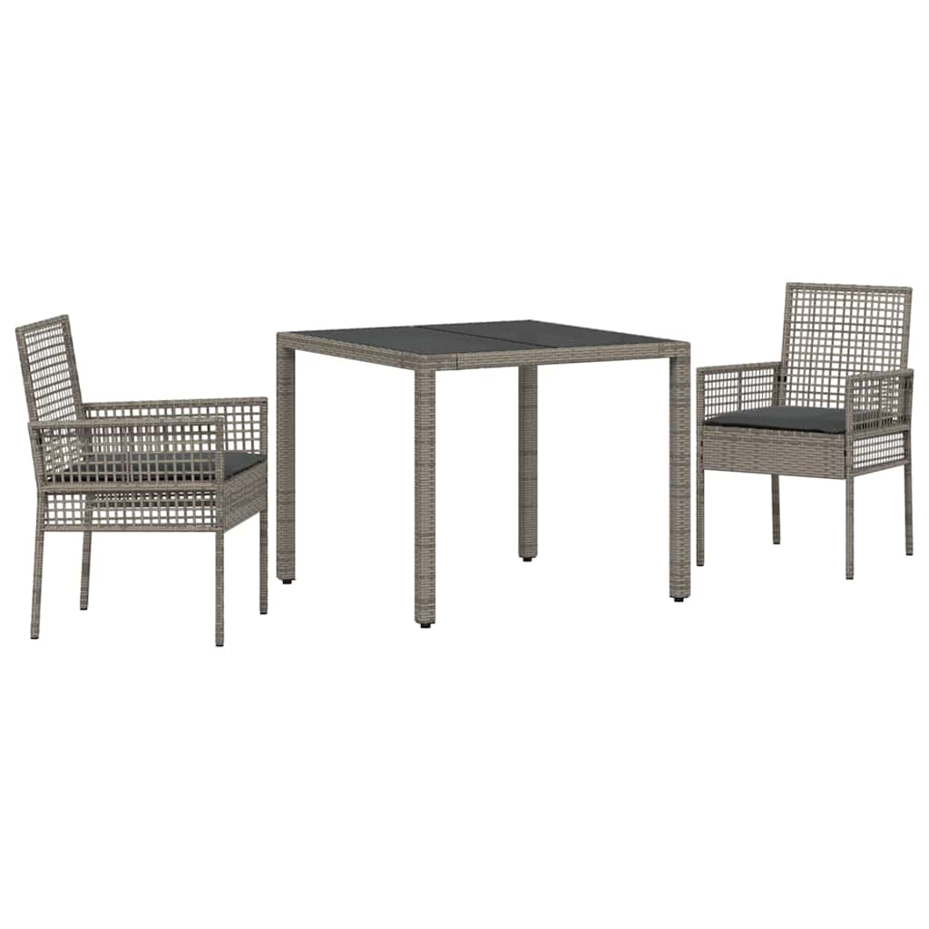 Garden Dining Set 3 pcs Grey Poly rattan