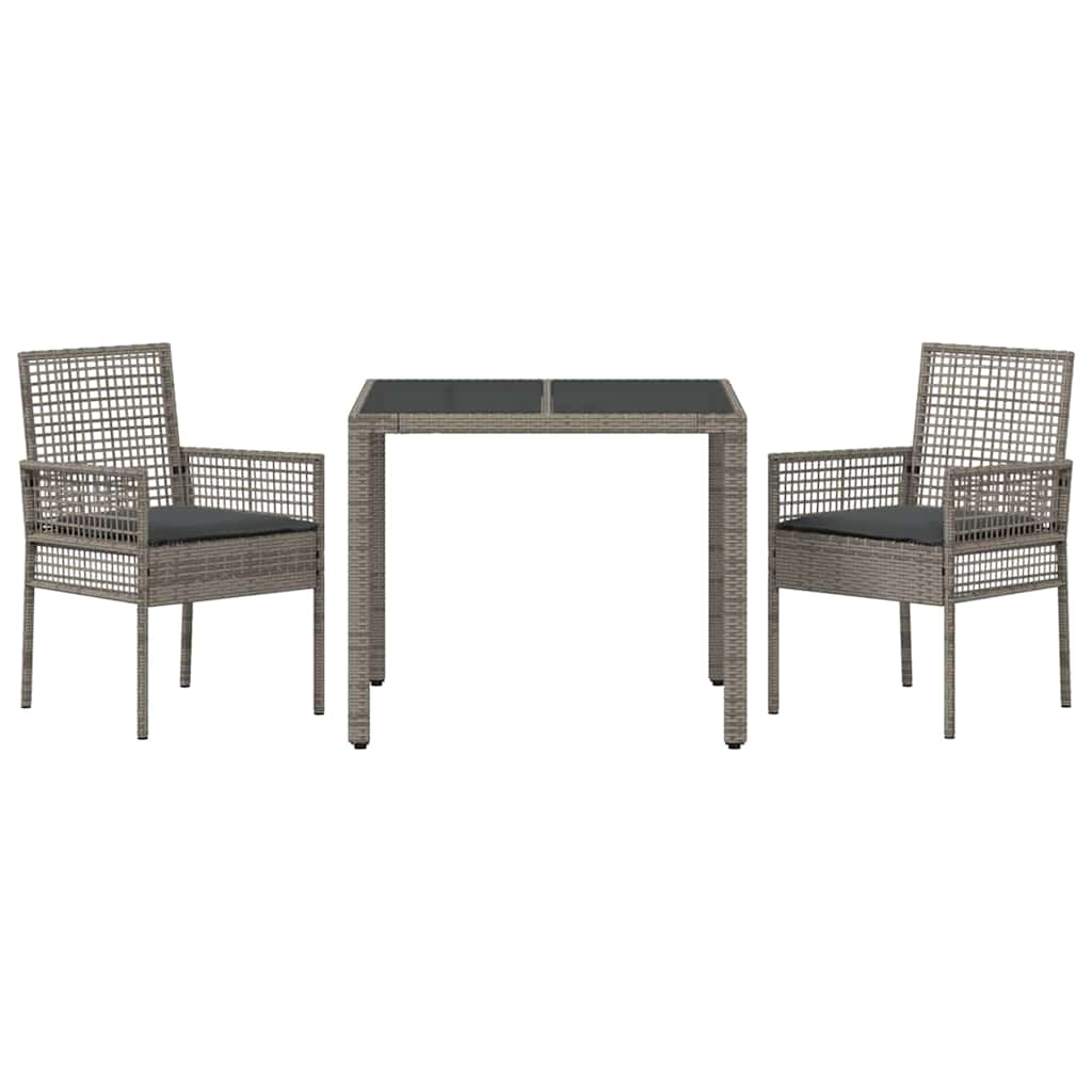 Garden Dining Set 3 pcs Grey Poly rattan