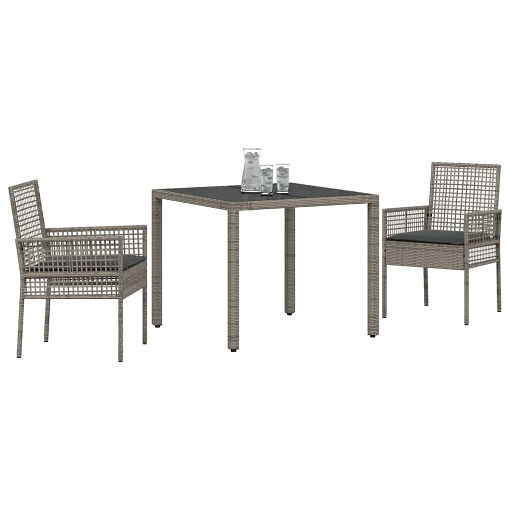 Garden Dining Set 3 pcs Grey Poly rattan