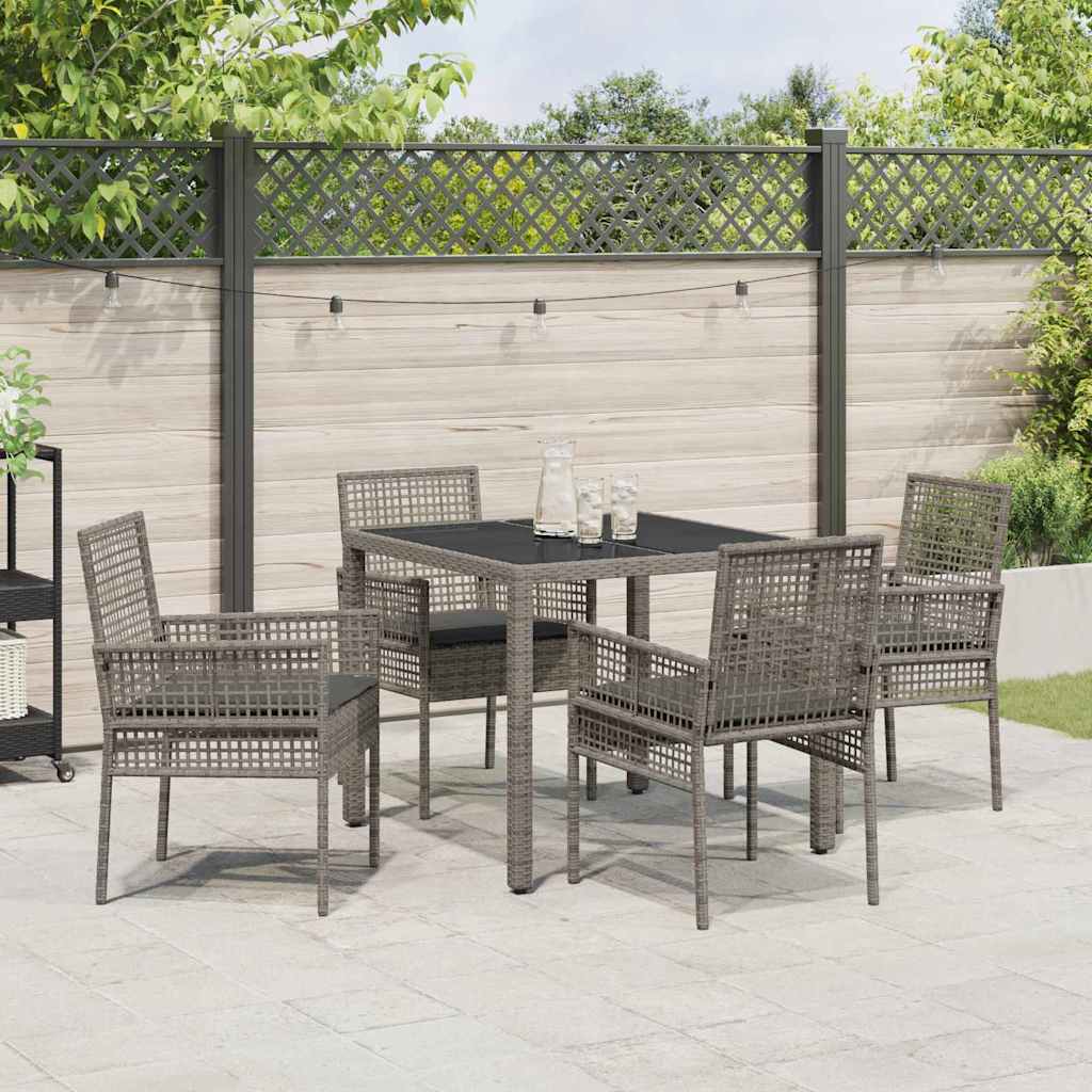 Garden Dining Set 5 pcs Grey Poly rattan