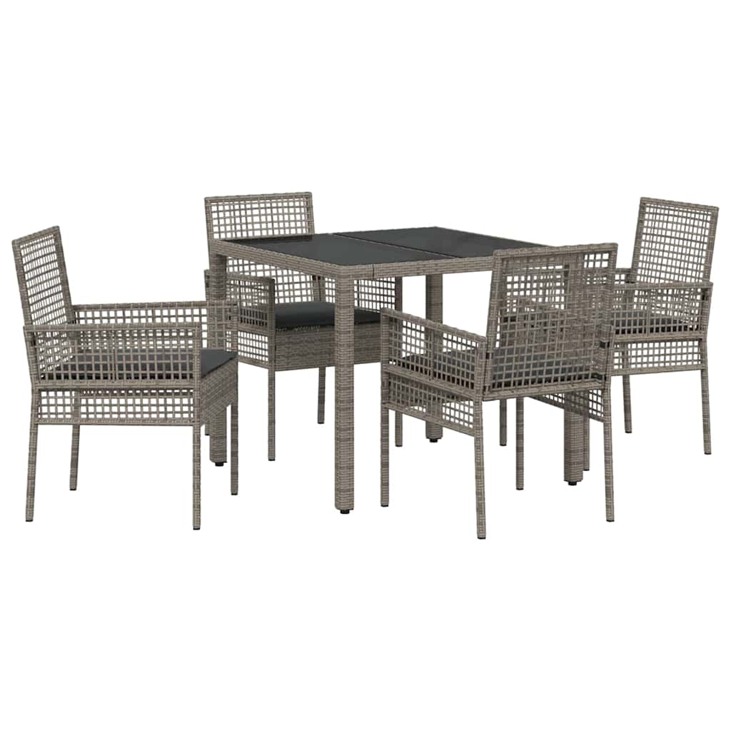 Garden Dining Set 5 pcs Grey Poly rattan
