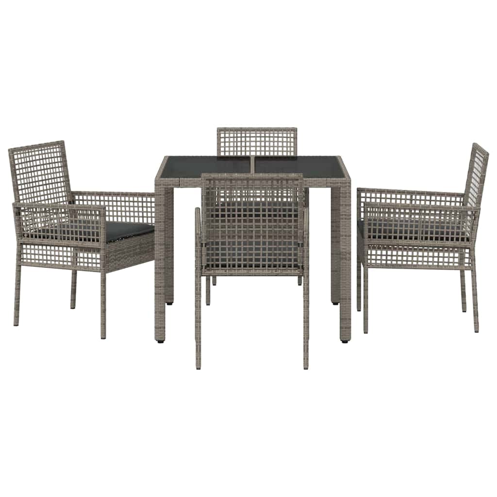 Garden Dining Set 5 pcs Grey Poly rattan