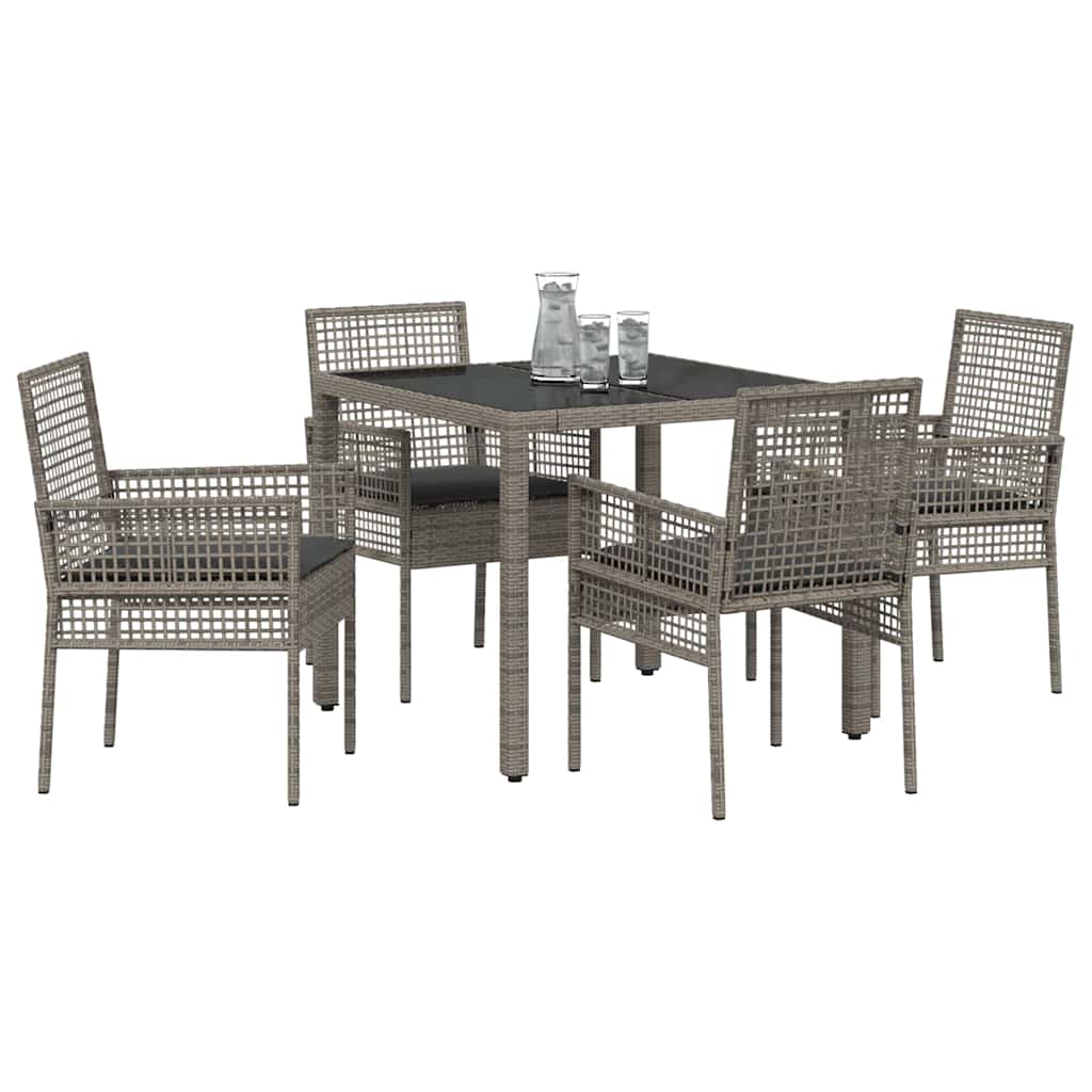 Garden Dining Set 5 pcs Grey Poly rattan