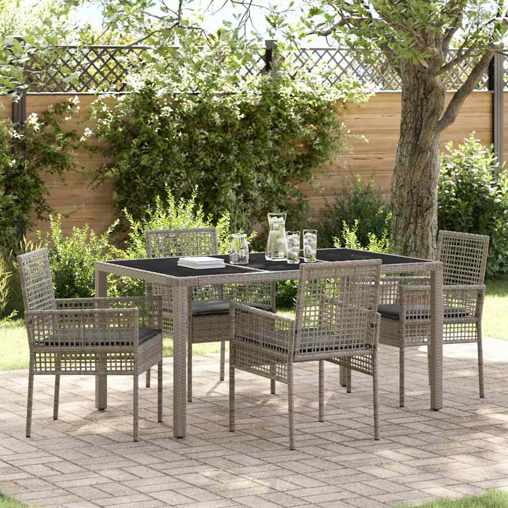 Garden Dining Set 5 pcs Grey Poly rattan