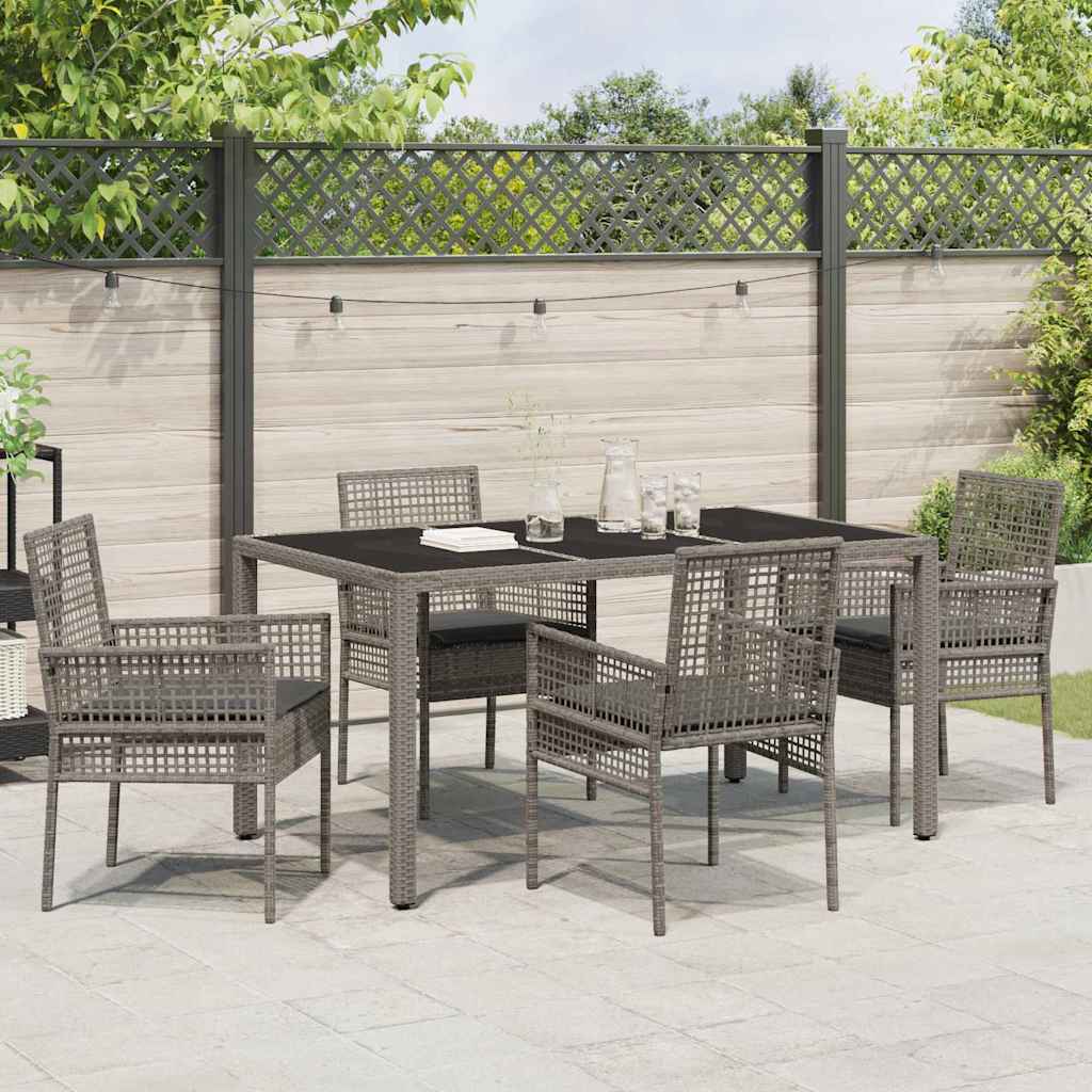 Garden Dining Set 5 pcs Grey Poly rattan