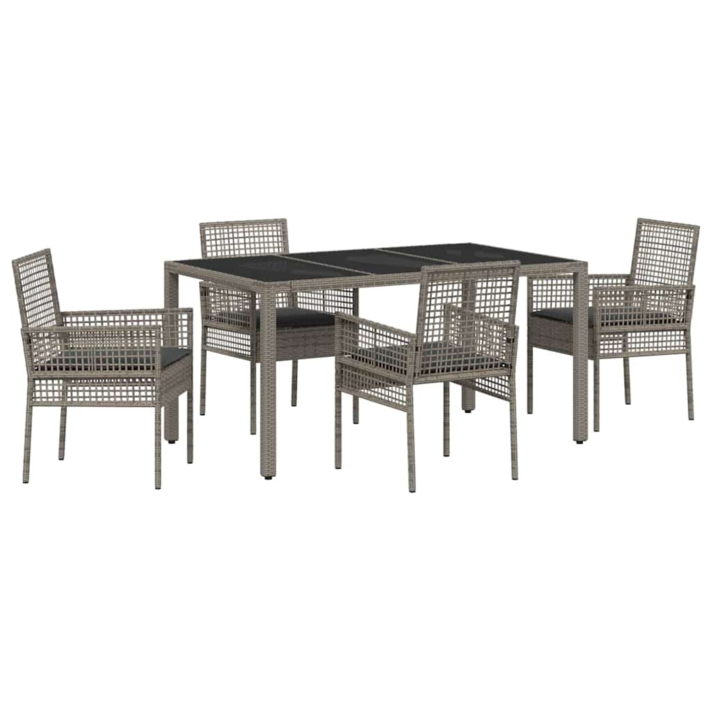 Garden Dining Set 5 pcs Grey Poly rattan