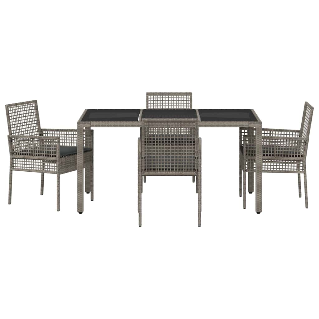 Garden Dining Set 5 pcs Grey Poly rattan