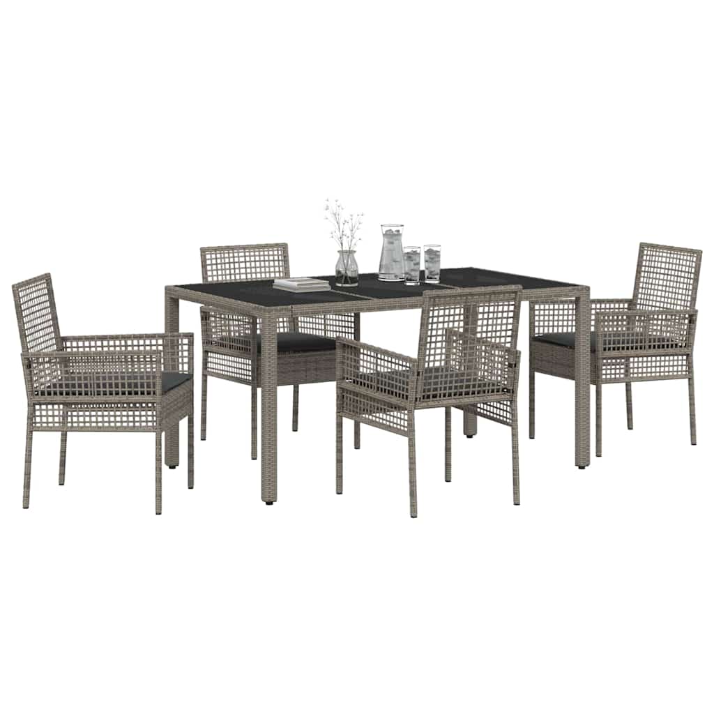 Garden Dining Set 5 pcs Grey Poly rattan
