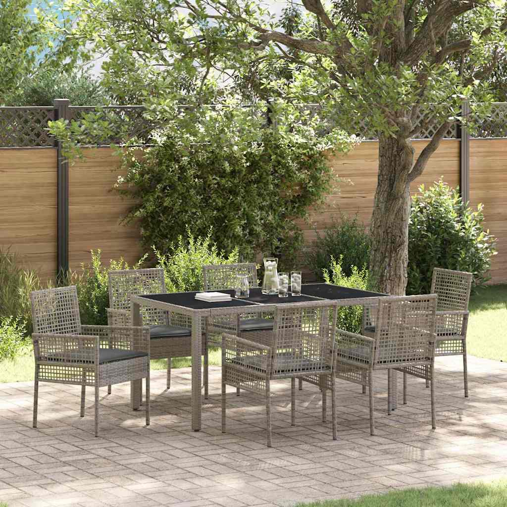 Garden Dining Set 7 pcs Grey Poly rattan