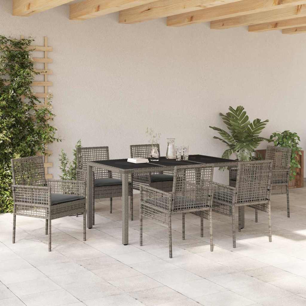 Garden Dining Set 7 pcs Grey Poly rattan