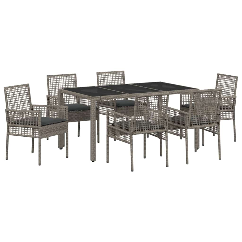 Garden Dining Set 7 pcs Grey Poly rattan
