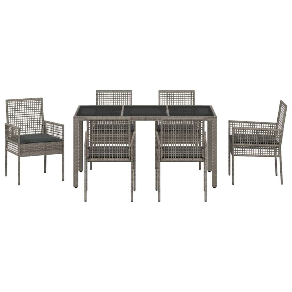 Garden Dining Set 7 pcs Grey Poly rattan