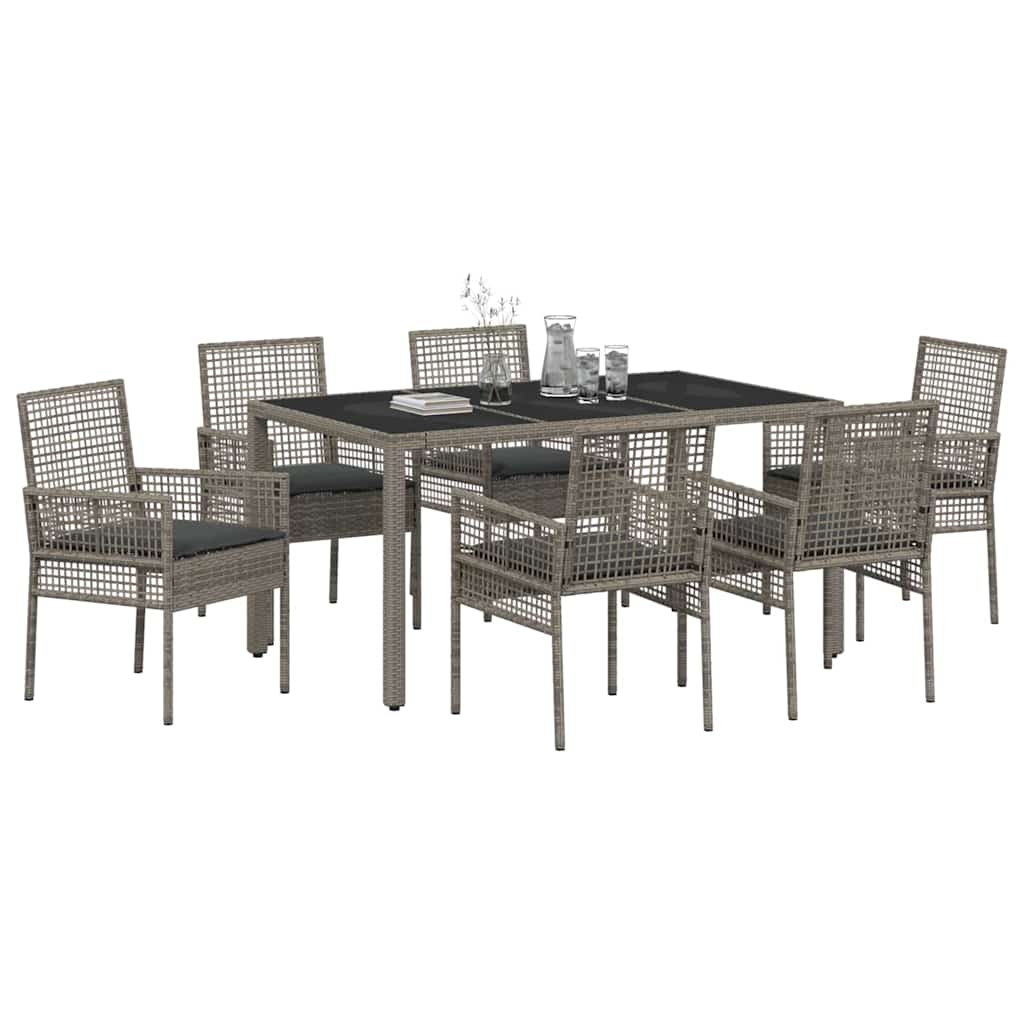 Garden Dining Set 7 pcs Grey Poly rattan