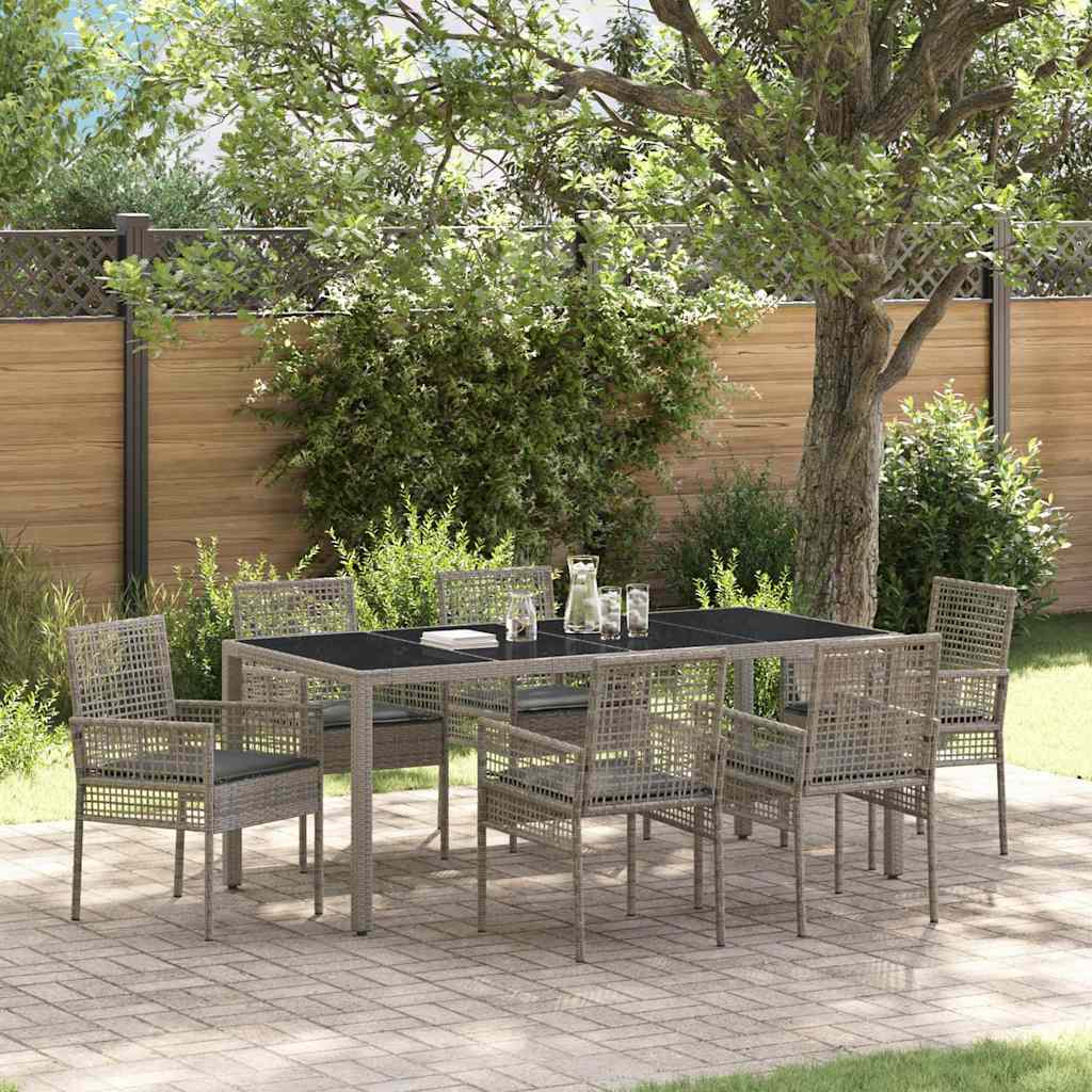Garden Dining Set 7 pcs Grey Poly rattan