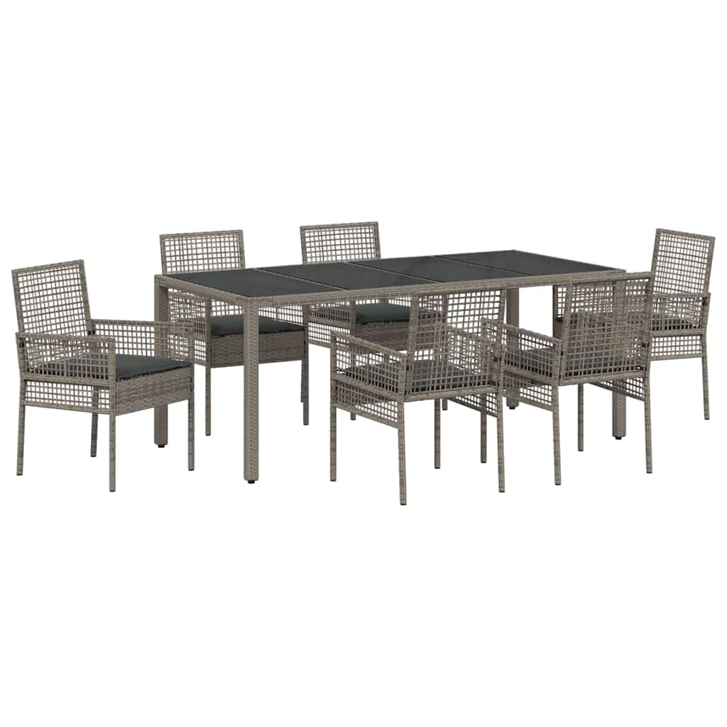 Garden Dining Set 7 pcs Grey Poly rattan