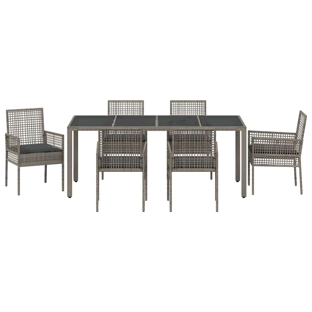 Garden Dining Set 7 pcs Grey Poly rattan