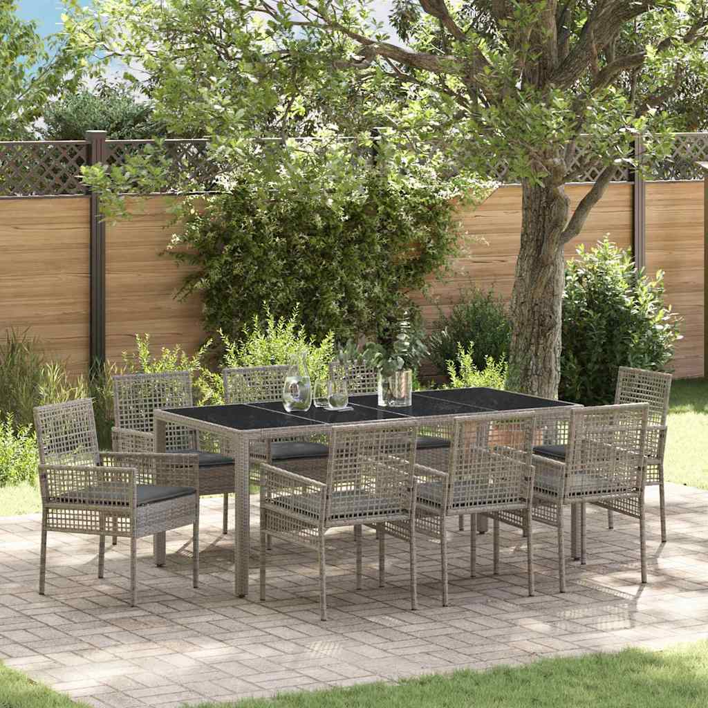 Garden Dining Set 9 pcs Grey Poly rattan