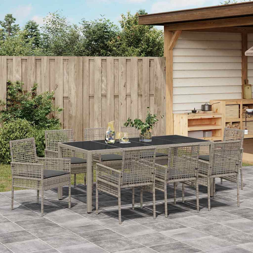 Garden Dining Set 9 pcs Grey Poly rattan