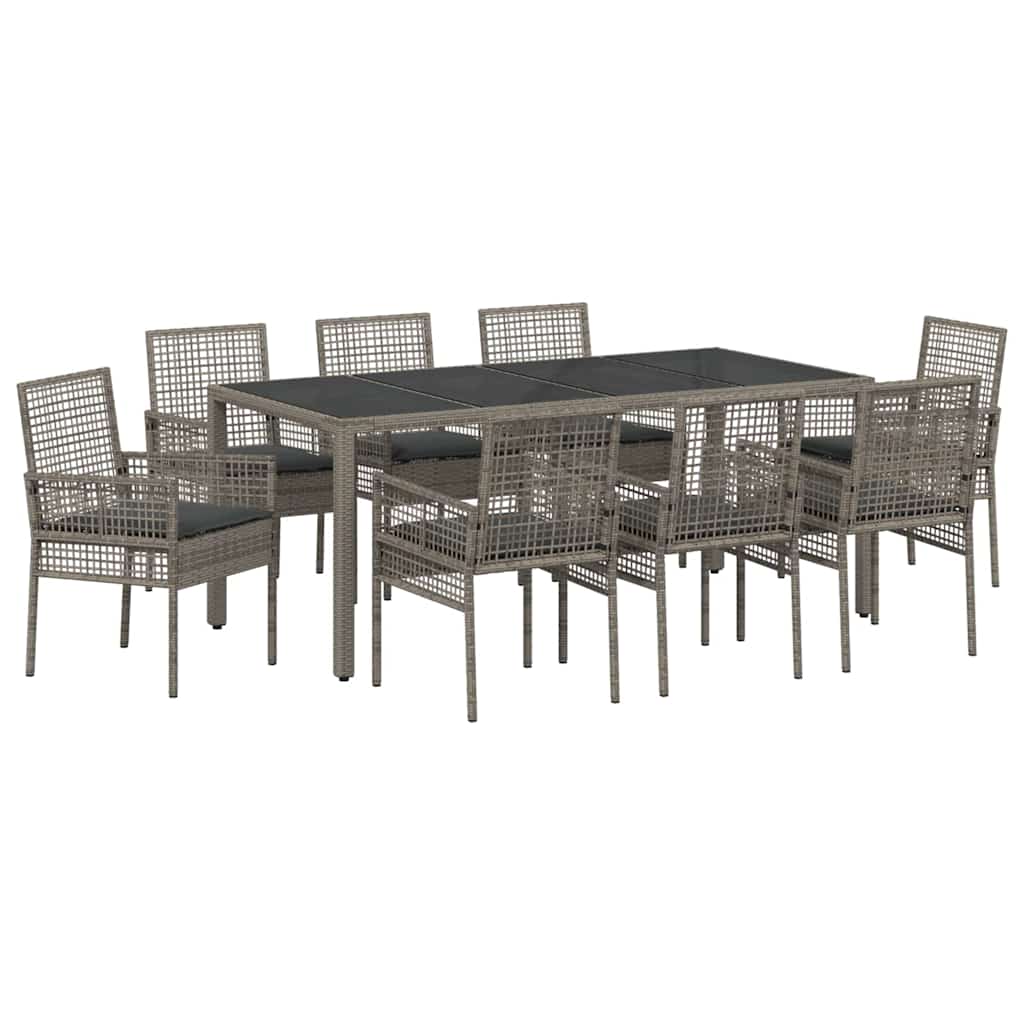 Garden Dining Set 9 pcs Grey Poly rattan