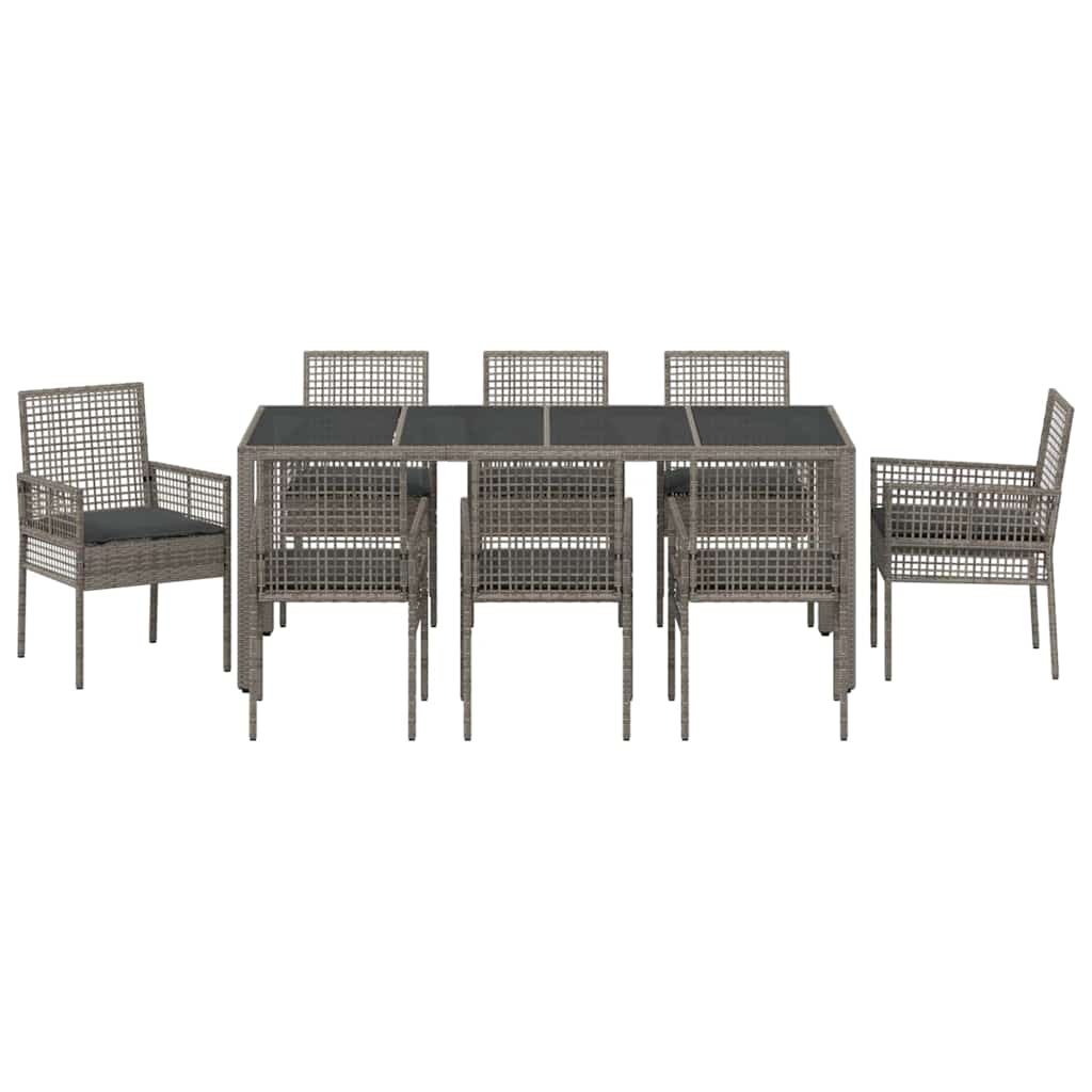 Garden Dining Set 9 pcs Grey Poly rattan