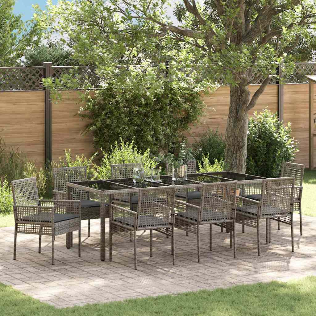Garden Dining Set 9 pcs Grey Poly rattan