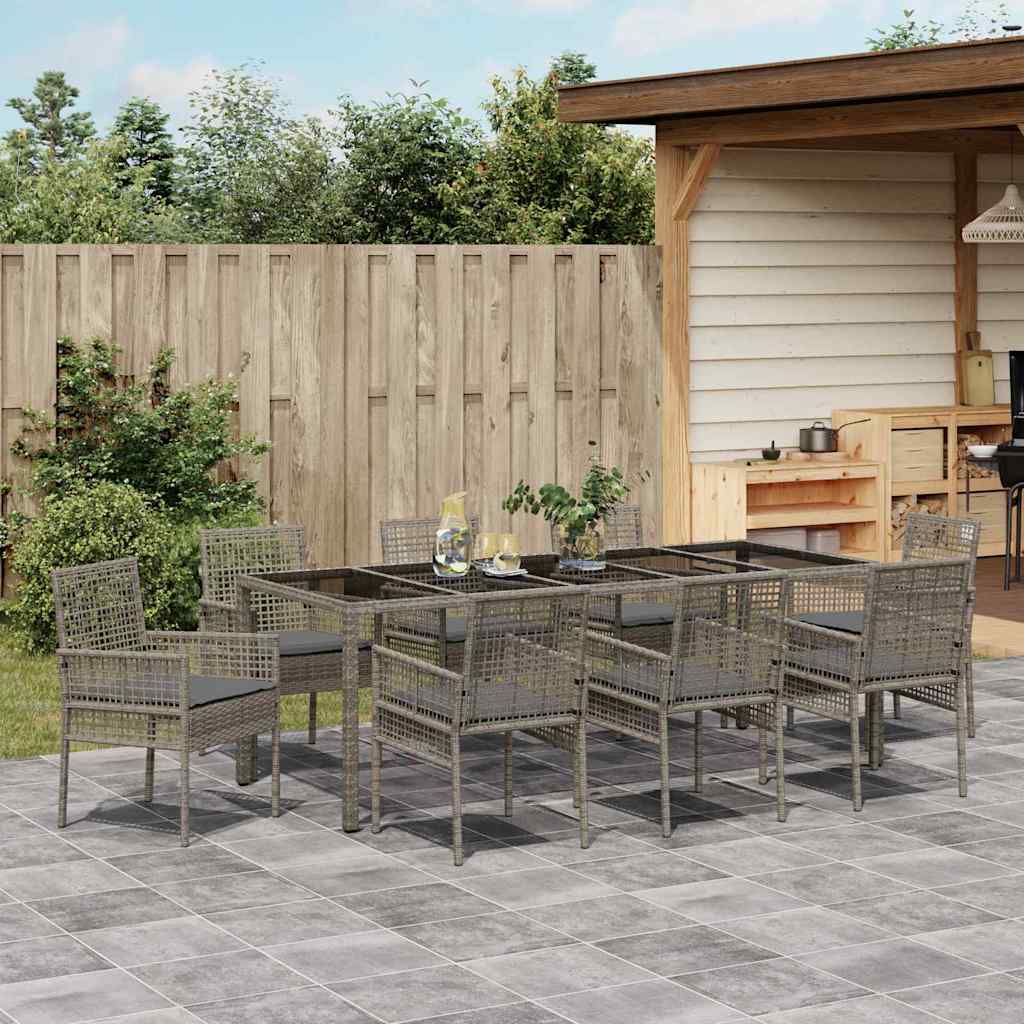 Garden Dining Set 9 pcs Grey Poly rattan