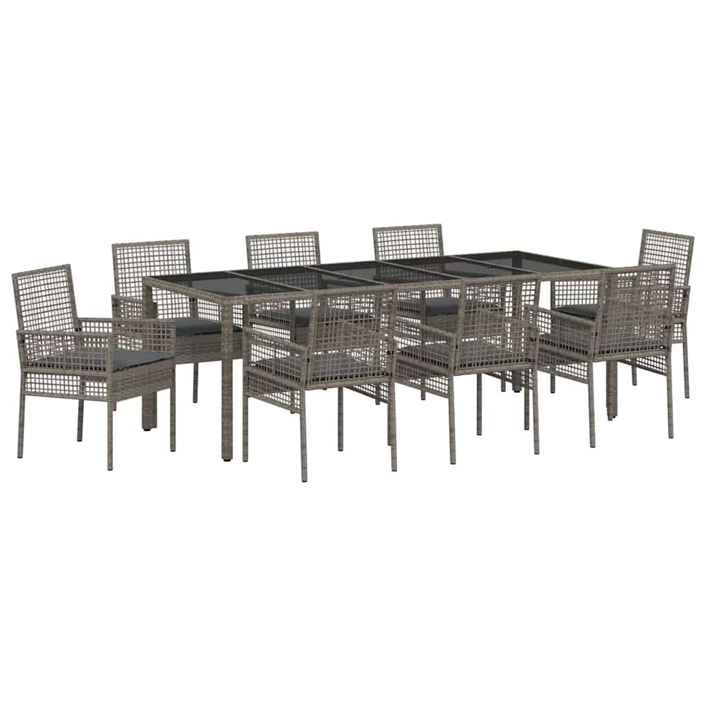 Garden Dining Set 9 pcs Grey Poly rattan