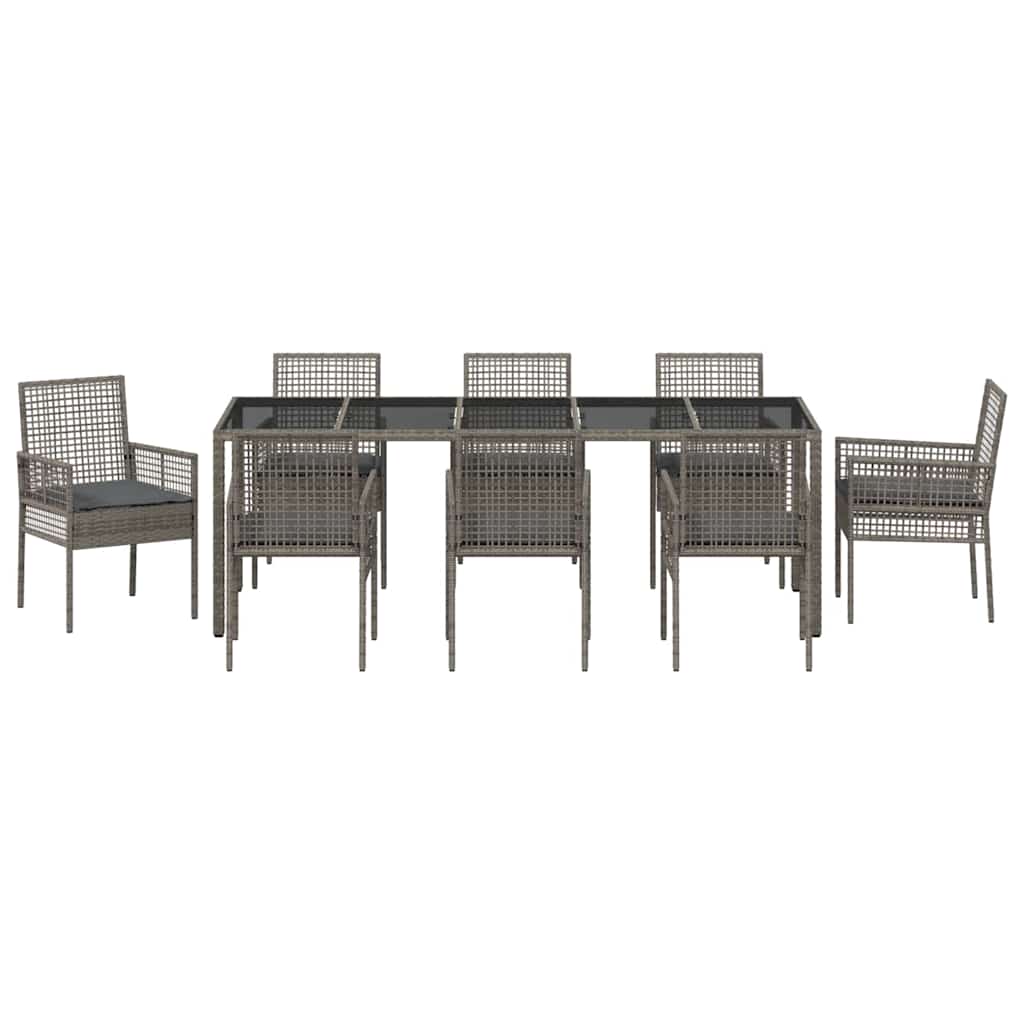 Garden Dining Set 9 pcs Grey Poly rattan