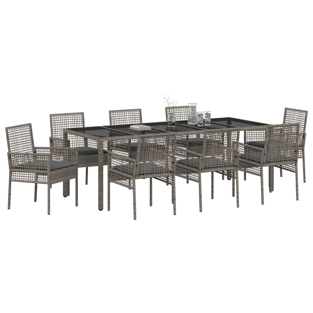 Garden Dining Set 9 pcs Grey Poly rattan