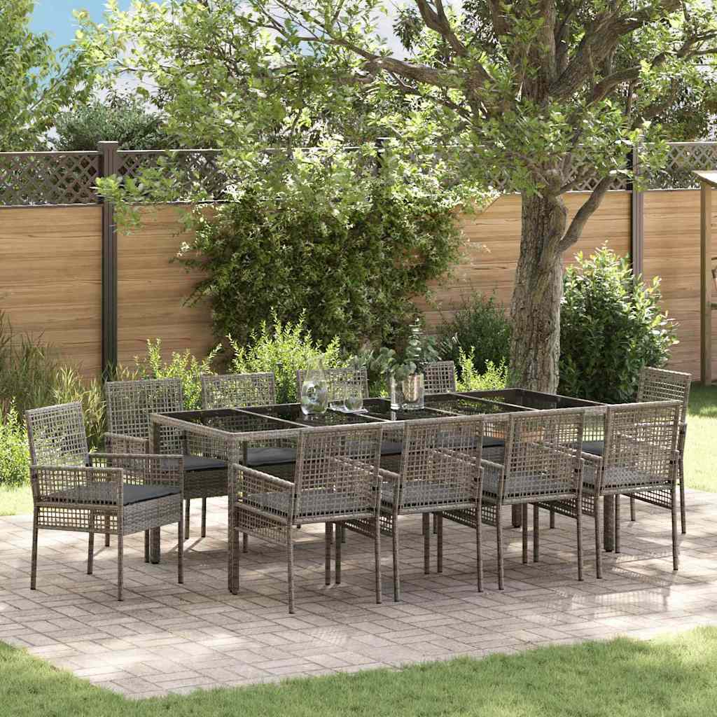 Garden Dining Set 11 pcs Grey Poly rattan