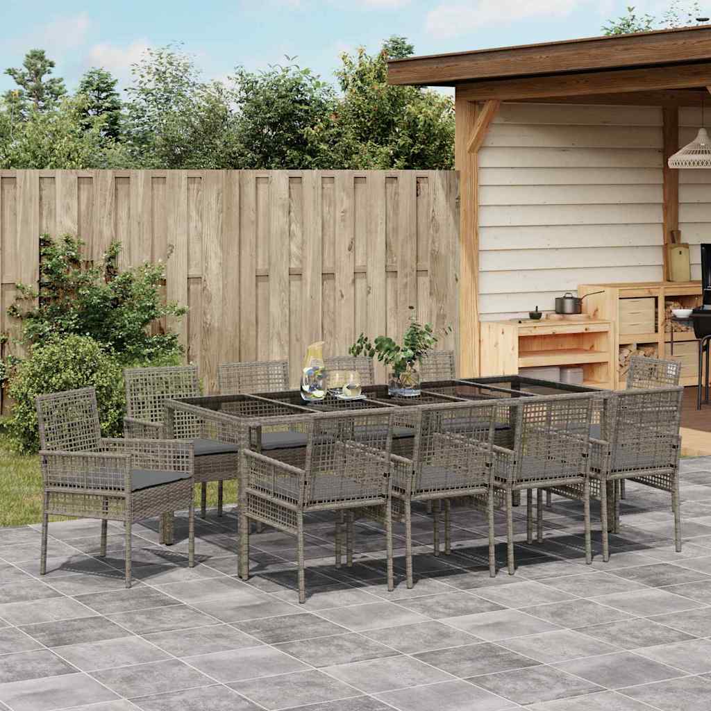 Garden Dining Set 11 pcs Grey Poly rattan