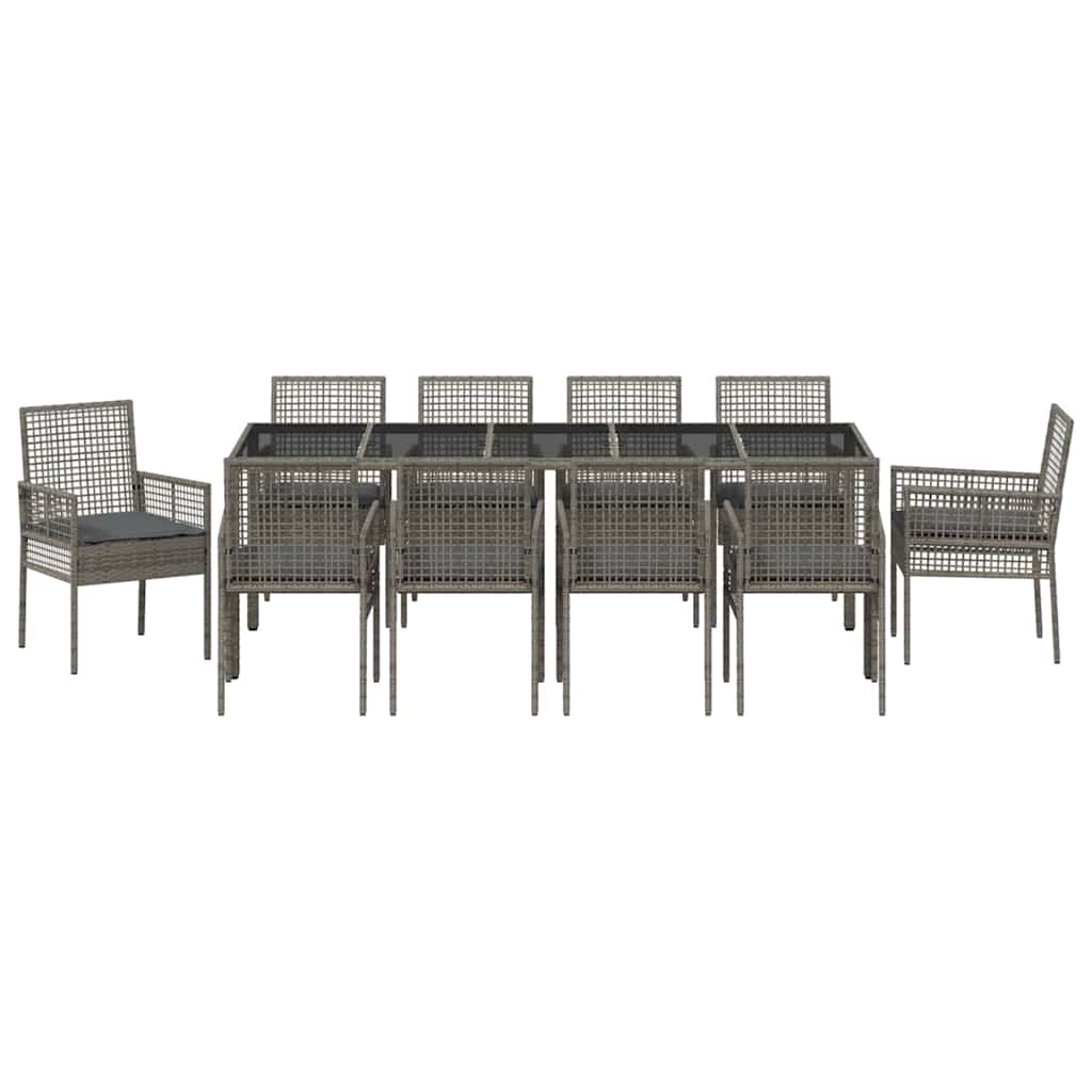Garden Dining Set 11 pcs Grey Poly rattan