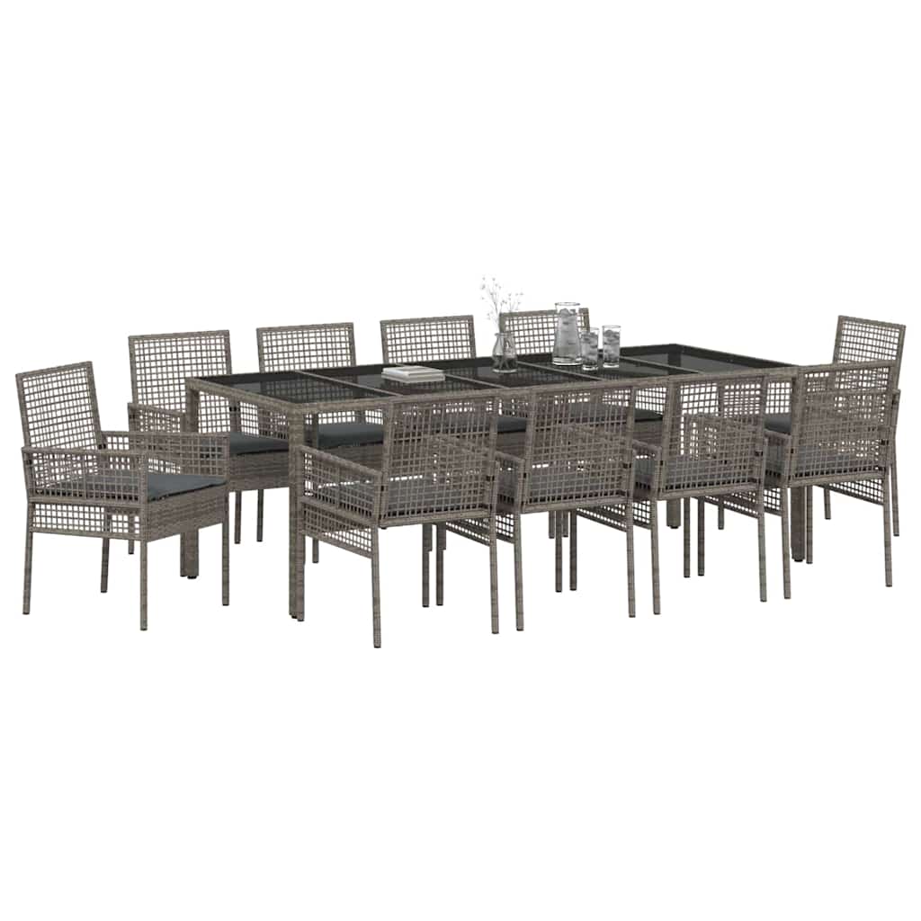 Garden Dining Set 11 pcs Grey Poly rattan